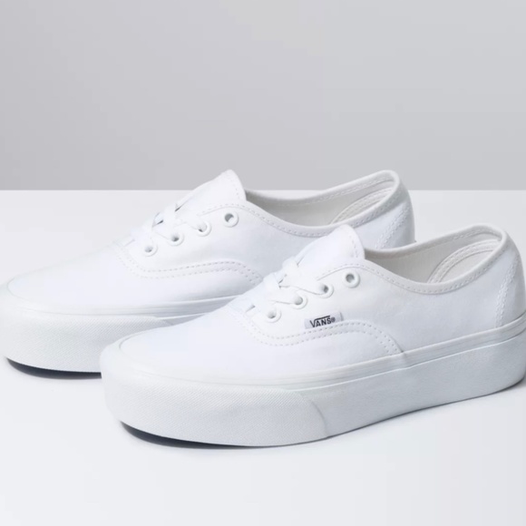 Vans Shoes - Vans Authentic White Canvas Platform NWOB